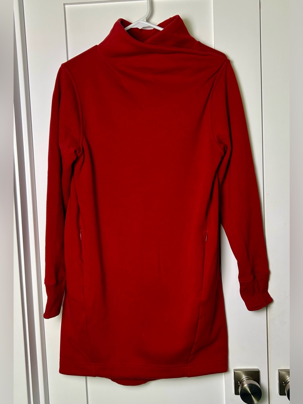 Athleta Cozy Karma Mock Neck Dress Red S/P Petite Fleece Tunic